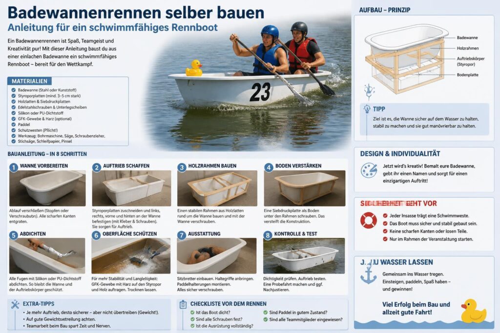 Badewannenrennen selber bauen – Anleitung für ein schwimmfähiges Rennboot